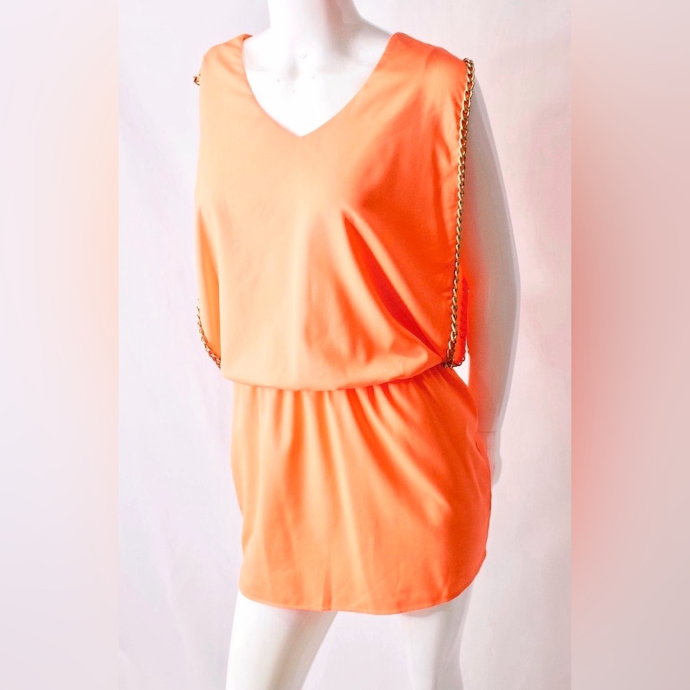 Ark & Co. Neon Orange with Chains Club Party Dress Size Small